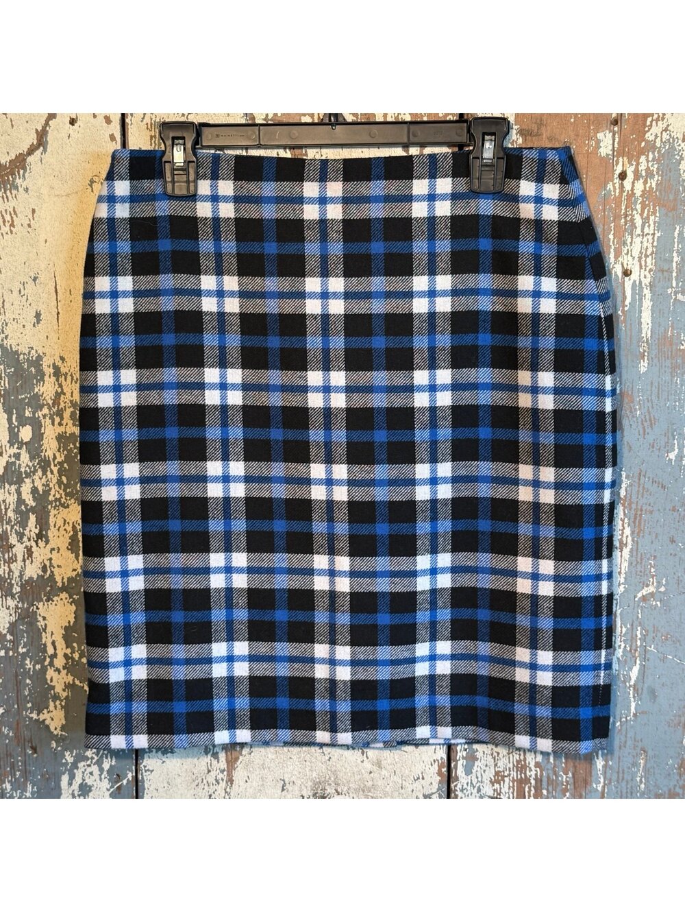 Talbots Blue Black Plaid Knee-length skirt, NWOT size 10P Petite